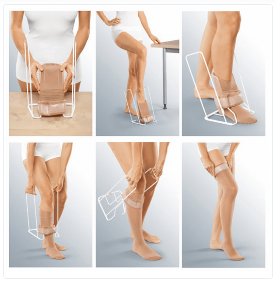 in 6 stappen steunkousen aantrekken